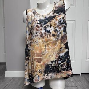 LAFAYETTE 148 100% SILK W 14 Sleeveless Blouse, Bronze, Black, Gold, White, Grey